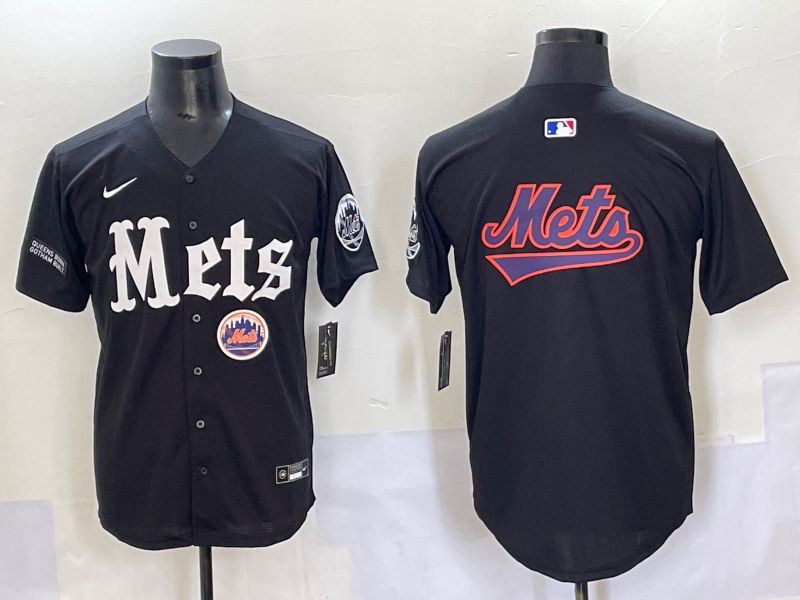 Men 2025 New York Mets Blank Black Five generations Joint Name Nike MLB Jersey style 18->new york mets->MLB Jersey